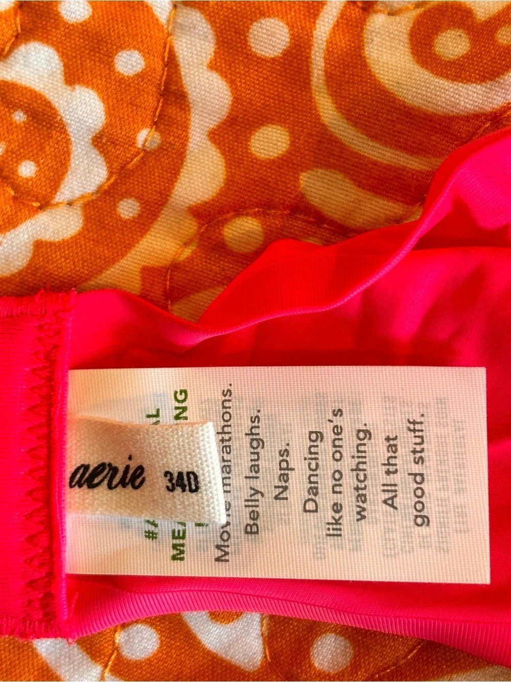 Aerie Hot Pink Underwire Bra - Full Coverage & Stretchy Fabric 34D NWT